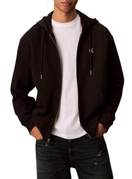 Moletom Calvin Klein Jeans Monogram zip preto para homens.