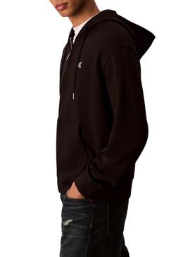 Moletom Calvin Klein Jeans Monogram zip preto para homens.