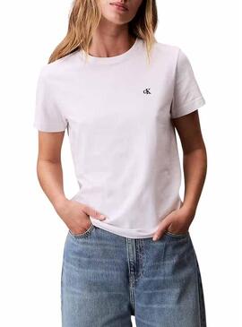 Camiseta Calvin Klein Jeans Monogram branca para mulher.