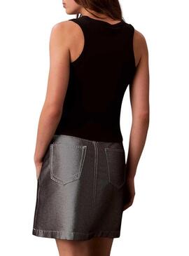 Camiseta Calvin Klein Jeans Woven Label preto para mulher.