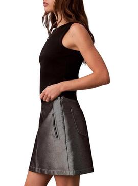 Camiseta Calvin Klein Jeans Woven Label preto para mulher.