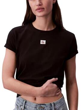 Blusa Calvin Klein Jeans Label preta para mulher