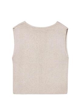 Top Mayoral de tricô bege com botões para menina.