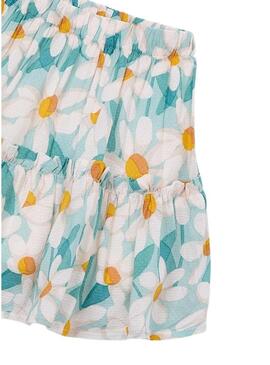 Saia branca Mayoral com estampa de flores grandes para menina.