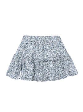 Saia Mayoral azul com estampa de flores para menina.