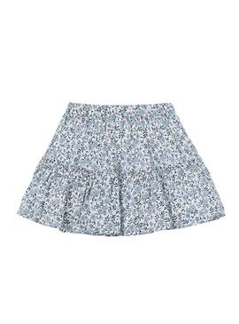 Saia Mayoral azul com estampa de flores para menina.
