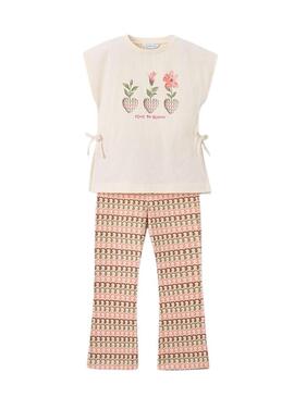 Conjunto de flores laranja com estampa para menina.