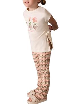 Conjunto de flores laranja com estampa para menina.