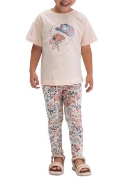 Conjunto Mayoral rosa com desenho de gorros para menina.