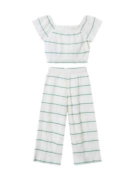 Conjunto Mayoral listrado menta para menina