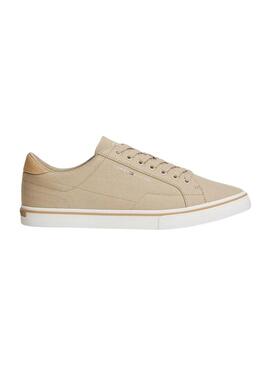 Sapatilhas Tommy Jeans Vulc de lona camel para homem.