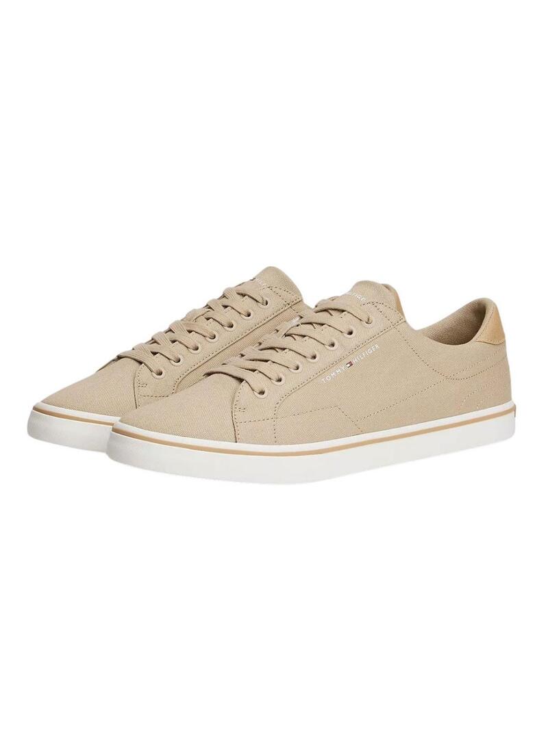 Sapatilhas Tommy Jeans Vulc de lona camel para homem.