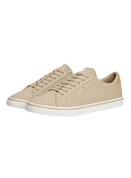 Sapatilhas Tommy Jeans Vulc de lona camel para homem.