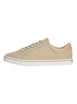 Sapatilhas Tommy Jeans Vulc de lona camel para homem.