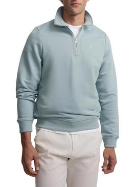 Moletom Silbon com meio zíper azul para homem.