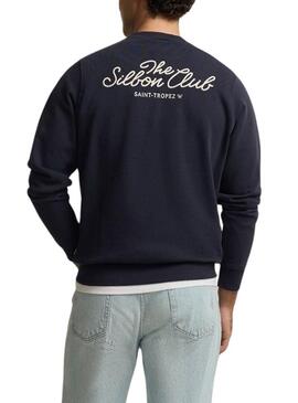 Moletom Silbon Club Saint Tropez azul marinho para homem.