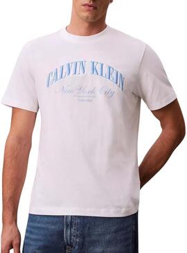 Camiseta Calvin Klein Jeans March branco para homem.