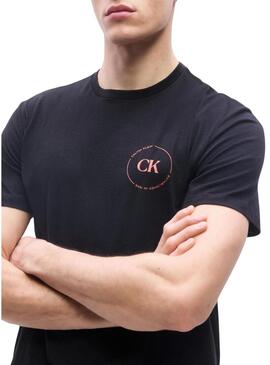Camiseta Calvin Klein Jeans Circular logo preto para homem.