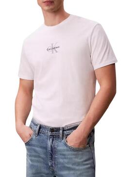 Camisa Calvin Klein Jeans Micro monologue branca para homens.