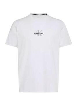 Camisa Calvin Klein Jeans Micro monologue branca para homens.