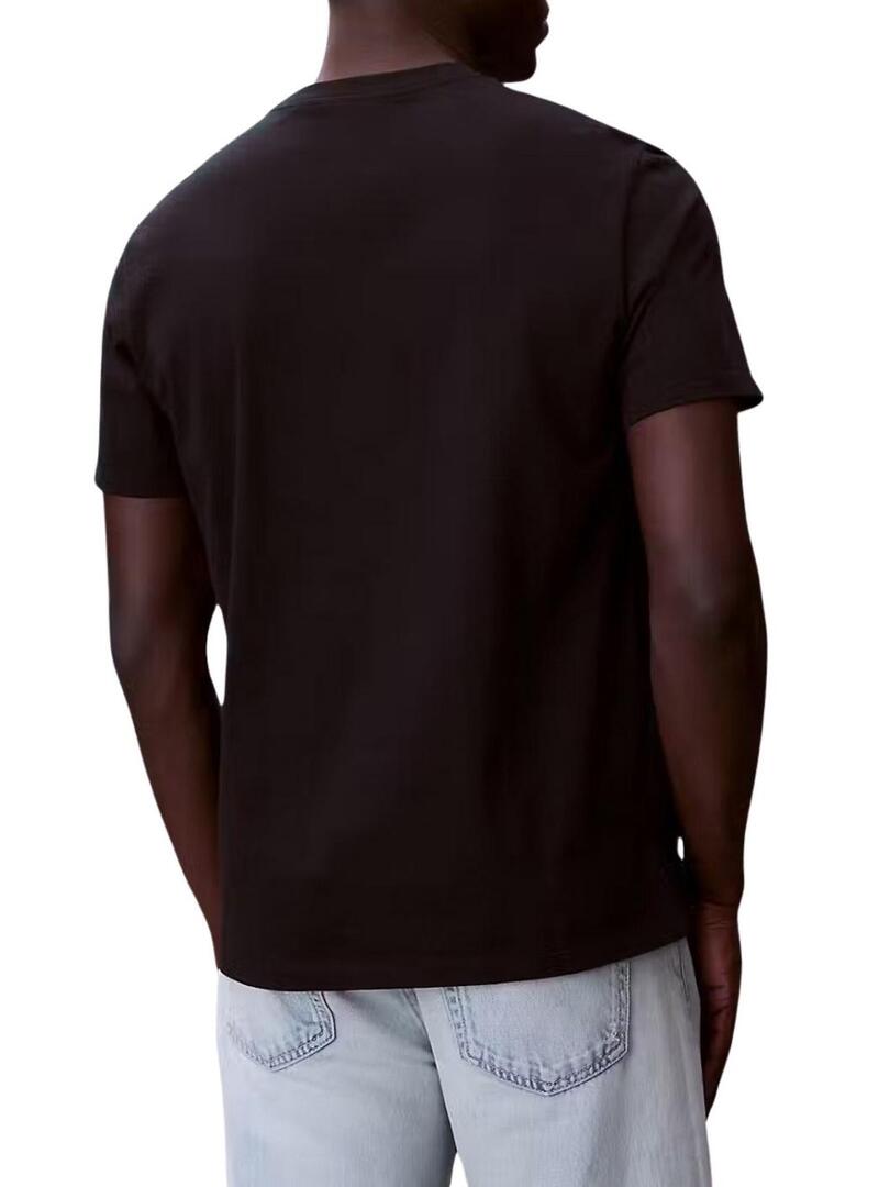 Camiseta Calvin Klein Jeans Micro monólogo preto para homem.