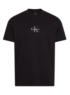 Camiseta Calvin Klein Jeans Micro monólogo preto para homem.