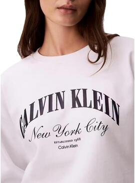 Moletom Calvin Klein Jeans Graphic Logo branco para mulher.