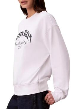 Moletom Calvin Klein Jeans Graphic Logo branco para mulher.