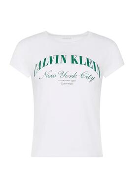 Camiseta Calvin Klein Jeans Graphic Logo branca para mulher