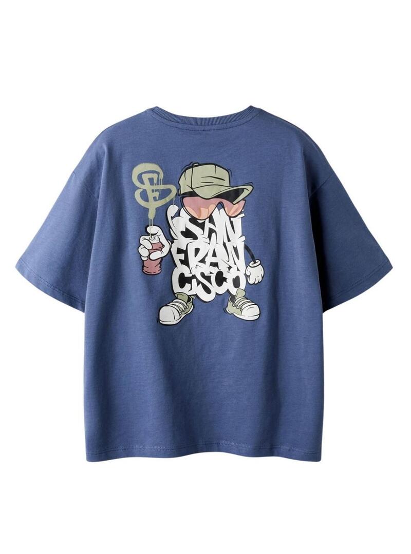 Camiseta Name It San Francisco azul para menino.