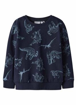 Moletom Name It dinossauros azul marinho para menino.