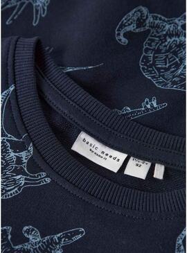 Moletom Name It dinossauros azul marinho para menino.
