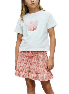 Saia estampada coral Mayoral para menina.