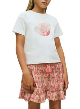 Saia estampada coral Mayoral para menina.