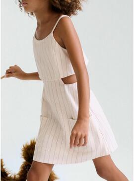 Macacão Mayoral às riscas bege para menina