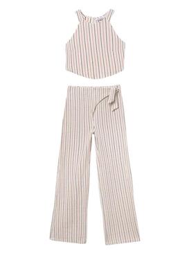 Conjunto Maioral listrado rosa para menina