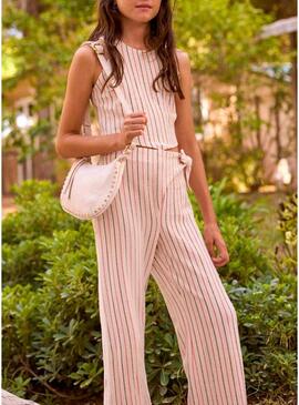 Conjunto Maioral listrado rosa para menina