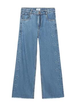 Calça jeans azul com estrelas da Mayoral para meninas.