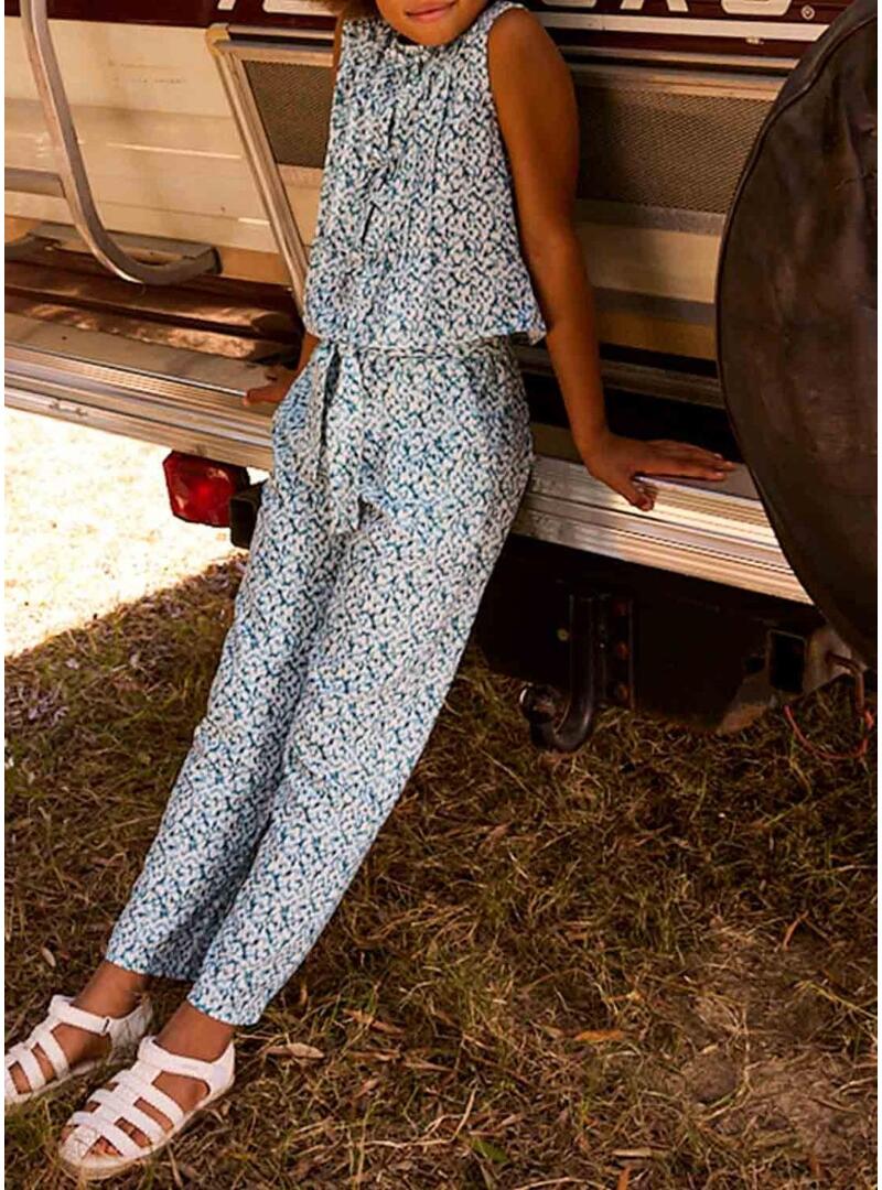 Calça estampada azul Mayoral para menina.