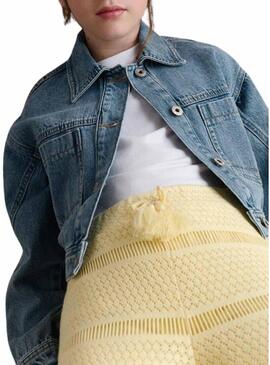 Jaqueta de ganga curta azul Mayoral para menina.