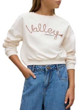 Moletom Mayoral bordado bege para menina