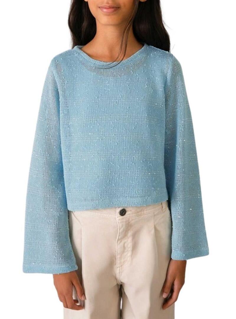 Camisola Mayoral em malha fina azul céu para menina