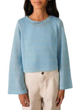 Camisola Mayoral em malha fina azul céu para menina