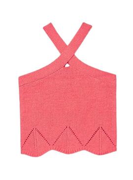 Top de crochê coral para menina