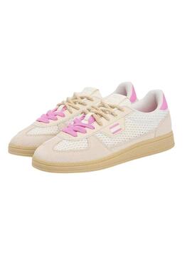 Sapatilhas Tommy Jeans The Greenwich Edge Knit bege e rosa para mulher