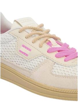 Sapatilhas Tommy Jeans The Greenwich Edge Knit bege e rosa para mulher