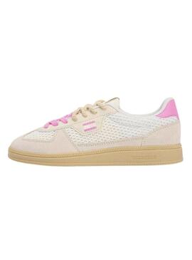 Sapatilhas Tommy Jeans The Greenwich Edge Knit bege e rosa para mulher