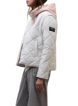 Casaco Ecoalf Musa Rhomb beige para mulher.