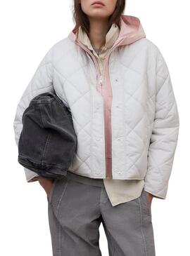 Casaco Ecoalf Musa Rhomb beige para mulher.