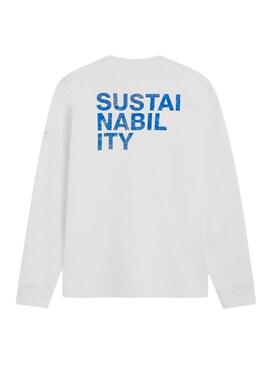 Camiseta Ecoalf manga longa Sustano branca para homem.